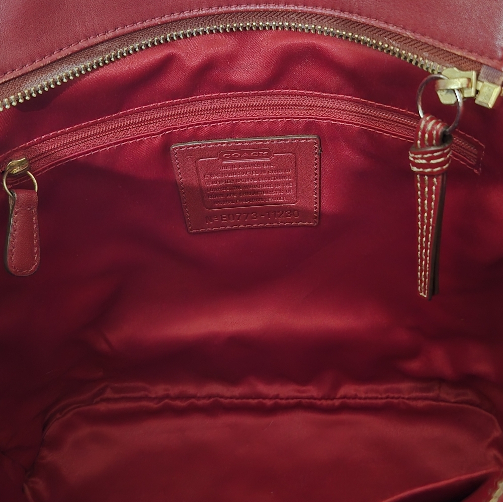 Coach Burgundy Red Leather Carryall Gallery Tote With Gold Hardward 2007 - Picture 13 of 16
